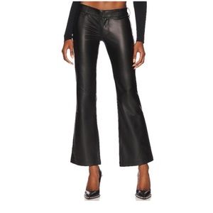 Free People Black Low Rise Leather Pant